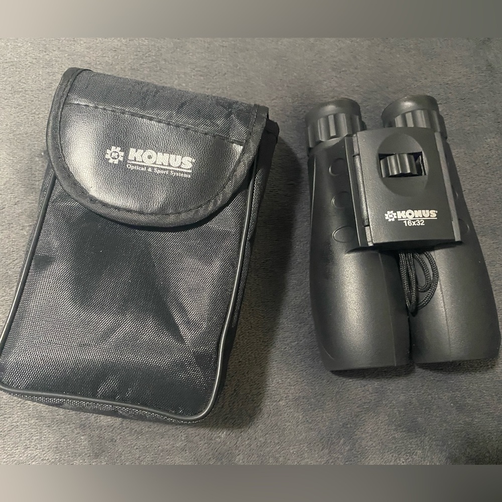 KONUS Compact Pocket Binoculars 16x32 w/ Carrying Case. Black